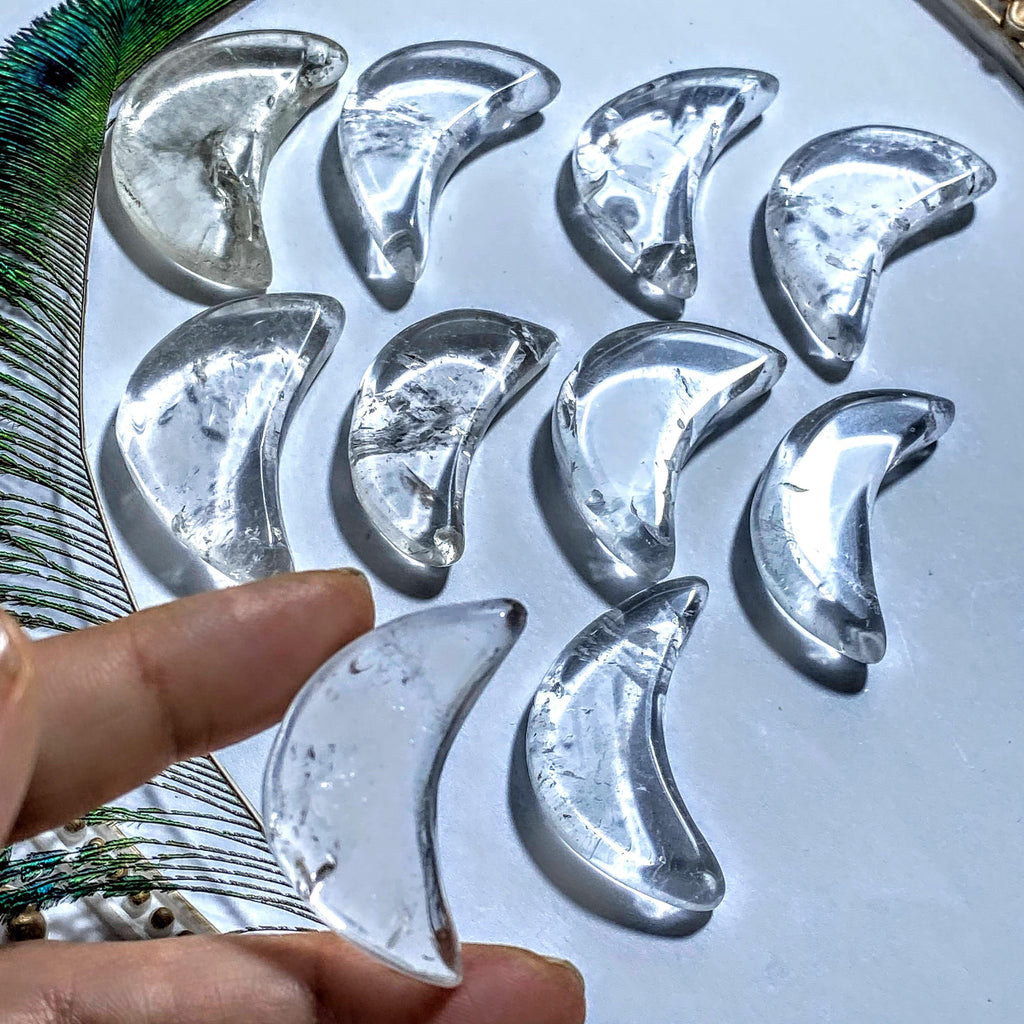 One Ultra Clear Quartz Crescent Moon Carving ~Locality Brazil - Earth Family Crystals