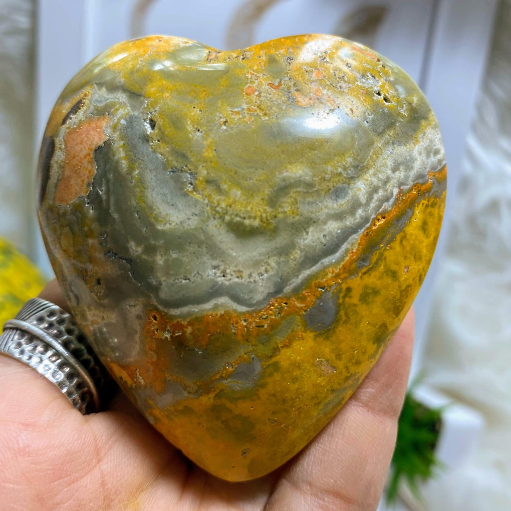 Big Chunky Bumble Bee Jasper XL Heart Carving #4 - Earth Family Crystals