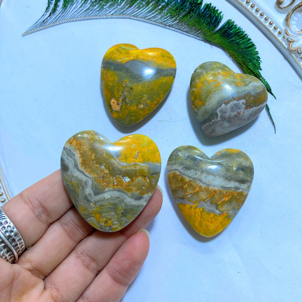 One Mini Bumble Bee Jasper Heart Carving - Earth Family Crystals