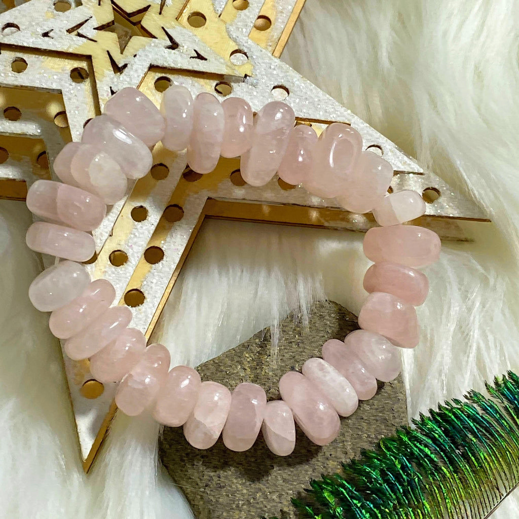 Chunky Sweet Pink Rose Quartz Bracelet - Earth Family Crystals