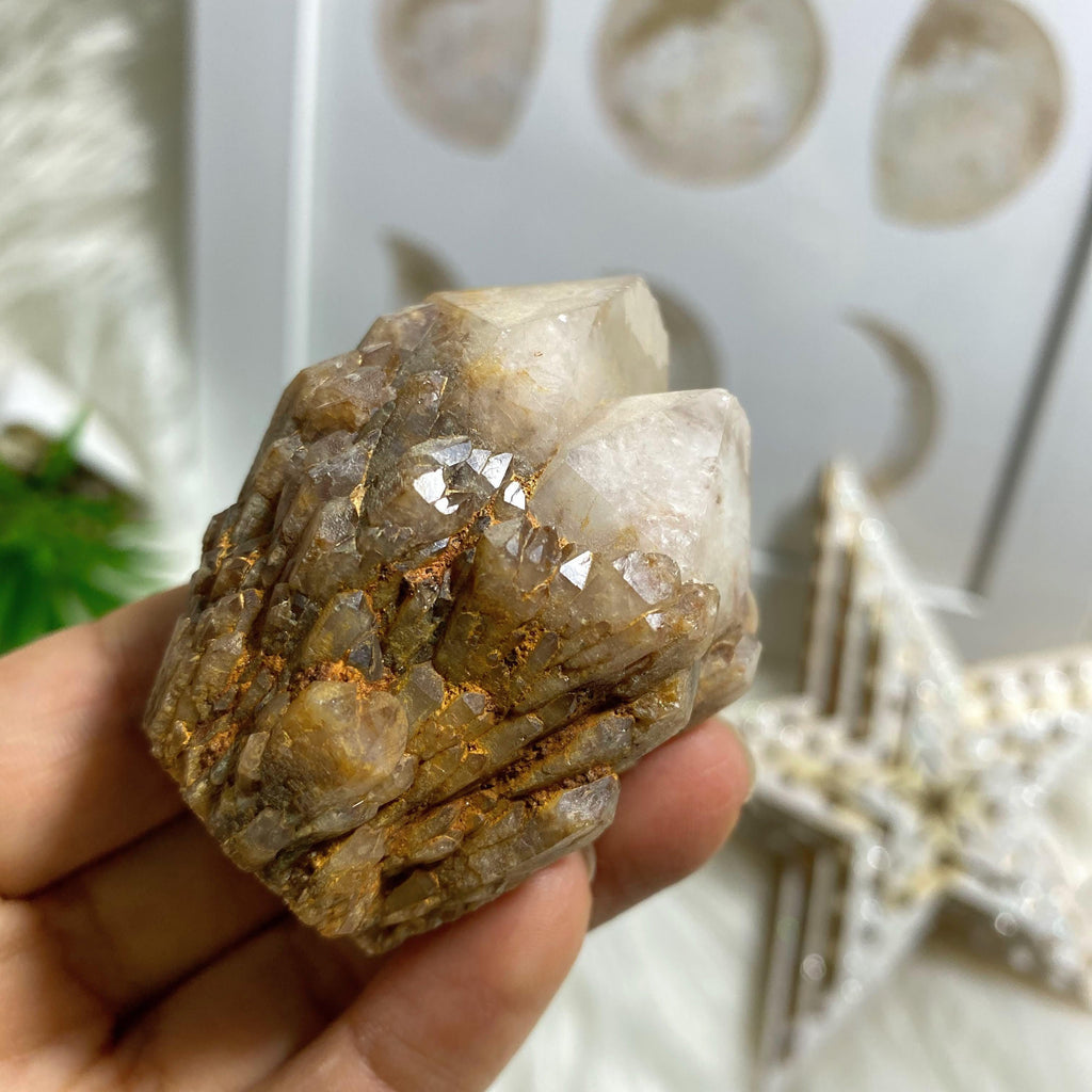 Double Point Hematoid Candle Quartz Natural Standing Specimen~Locality Madagascar - Earth Family Crystals