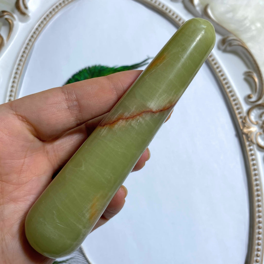 Gorgeous Green Onyx Wand Carving - Earth Family Crystals
