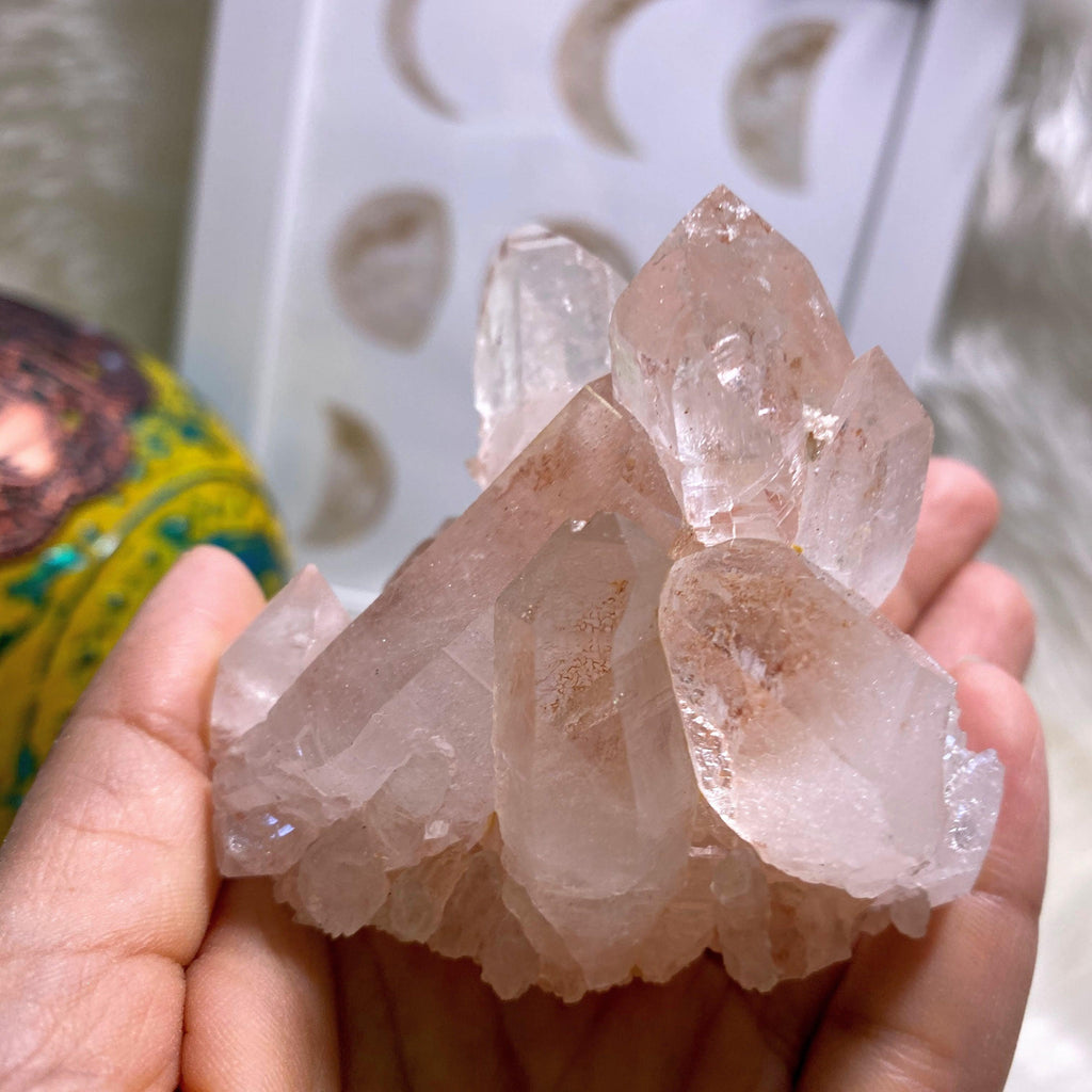 Rare~ Incredible Pink Samadhi Quartz Large Cluster With Double Terminated Elestial Points - Earth Family Crystals