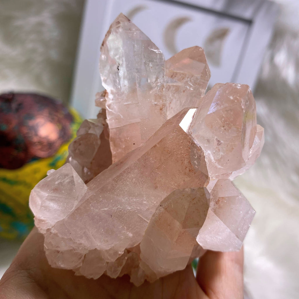 Rare~ Incredible Pink Samadhi Quartz Large Cluster With Double Terminated Elestial Points - Earth Family Crystals
