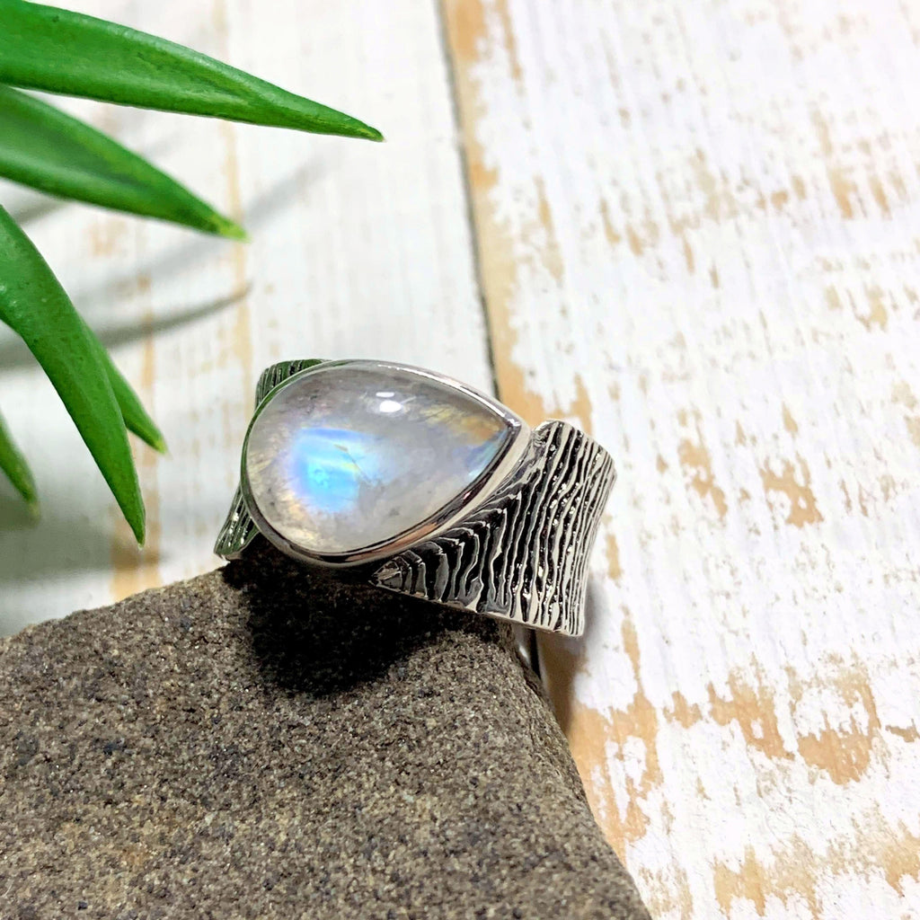 Lovely Rainbow Moonstone Ring in Sterling Silver (Size: 6) - Earth Family Crystals