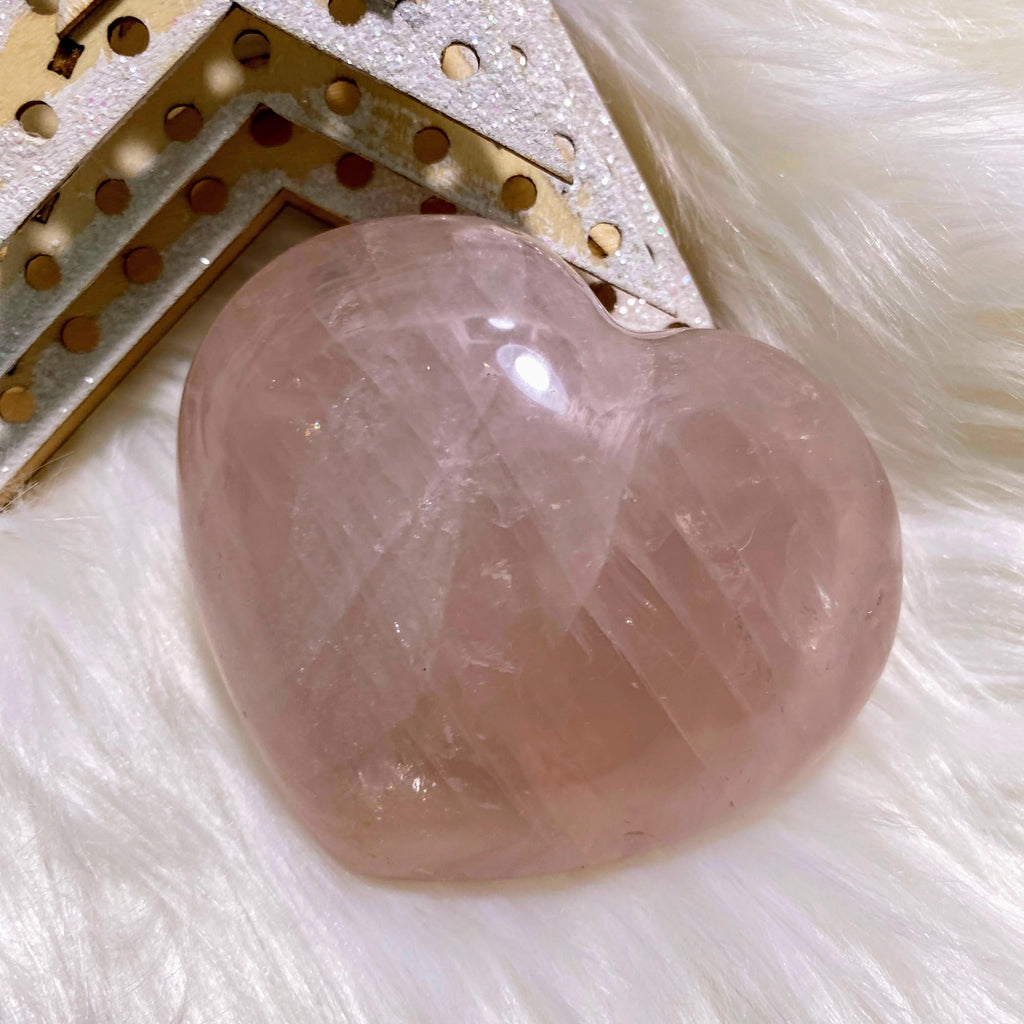 Puffy Pink Rose Quartz Large Polished Heart Carving #3 - Earth Family Crystals