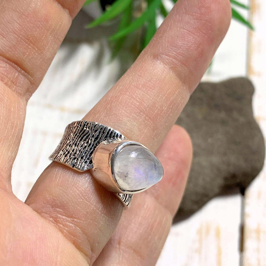 Lovely Rainbow Moonstone Ring in Sterling Silver (Size: 6) - Earth Family Crystals
