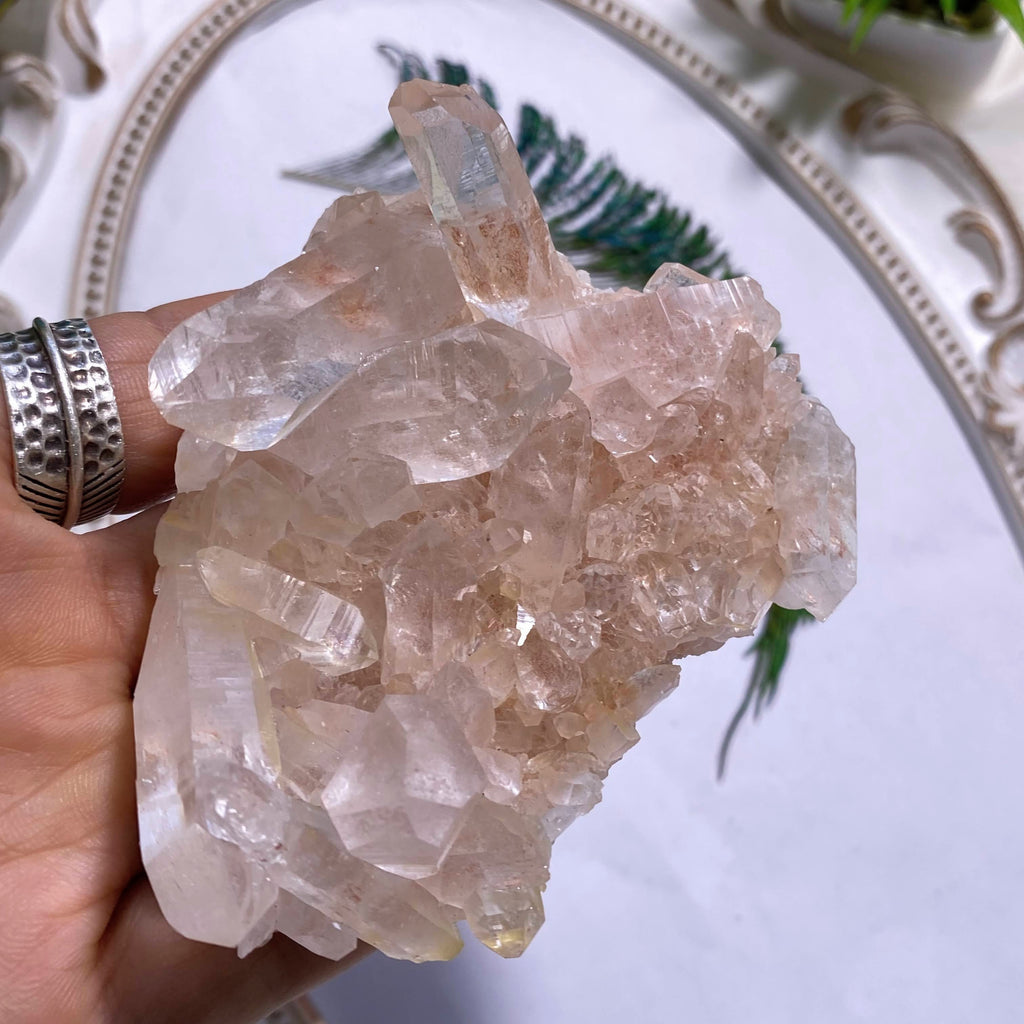 Rare~ Pink Samadhi Quartz Cluster With Double Terminated Points - Earth Family Crystals