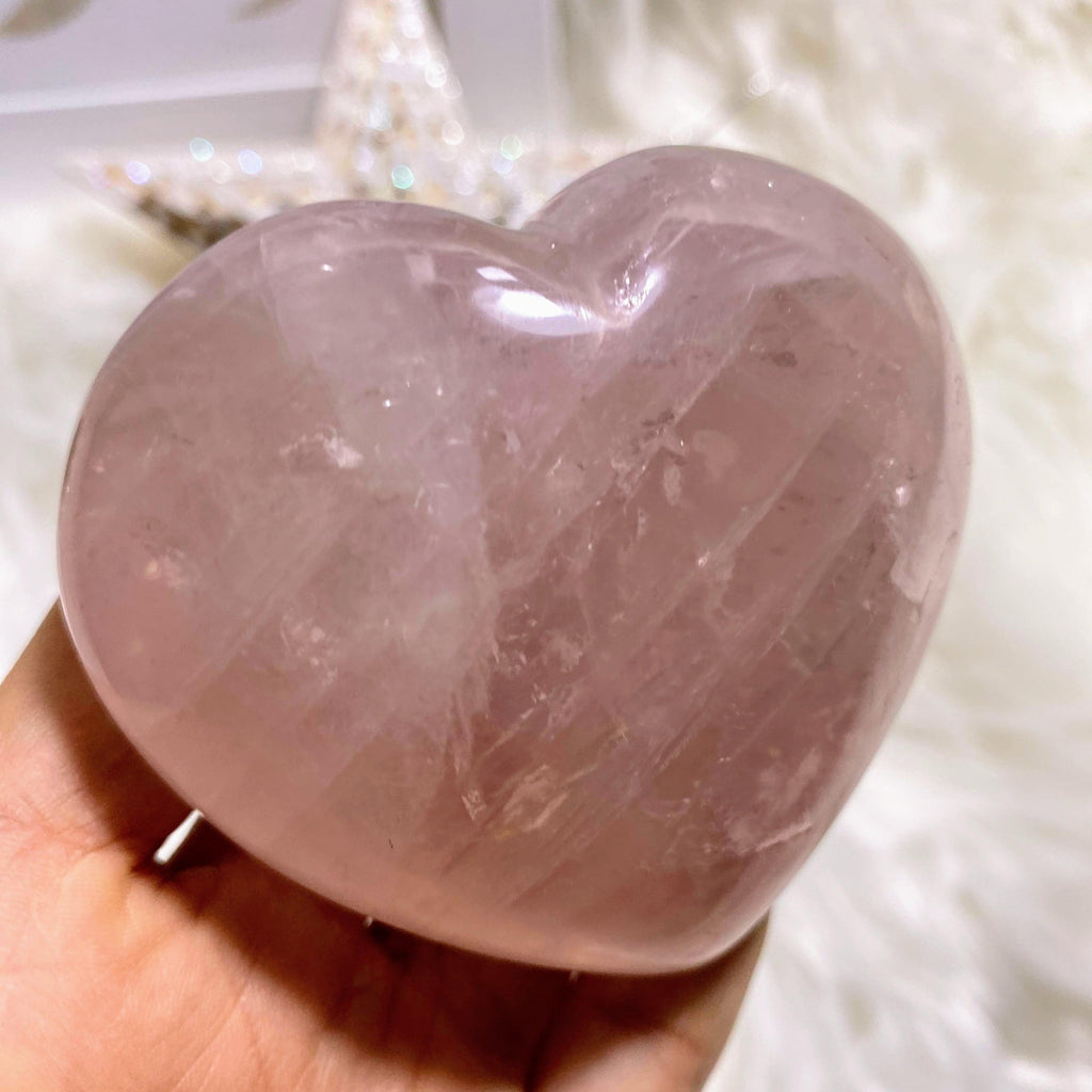 Puffy Pink Rose Quartz Large Polished Heart Carving #3 - Earth Family Crystals