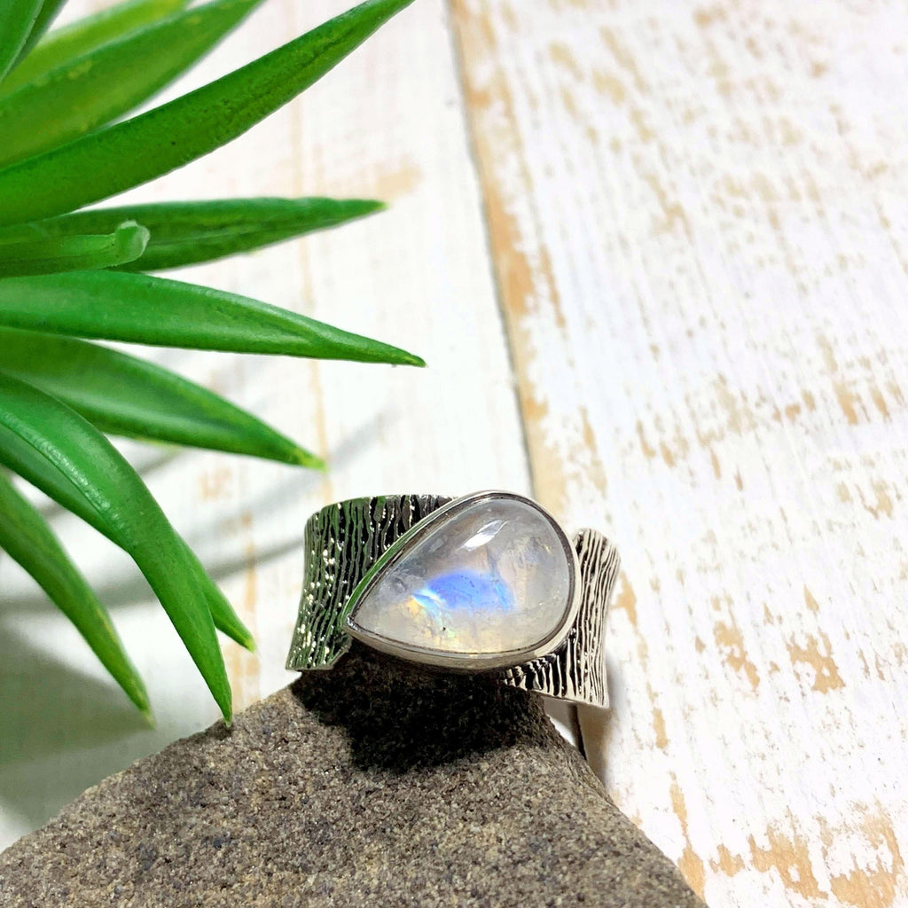 Lovely Rainbow Moonstone Ring in Sterling Silver (Size: 7) - Earth Family Crystals