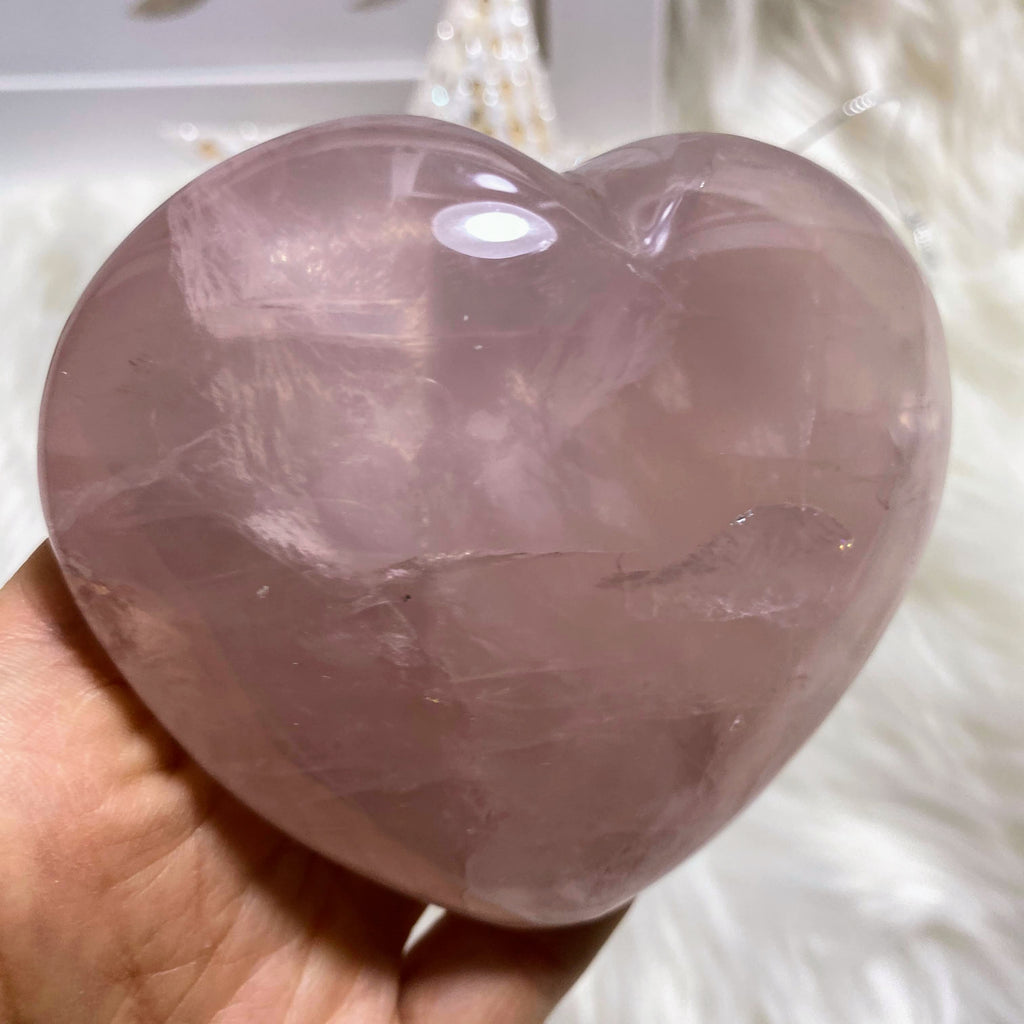 Big Beautiful Pink Rose Quartz Polished Heart Carving - Earth Family Crystals