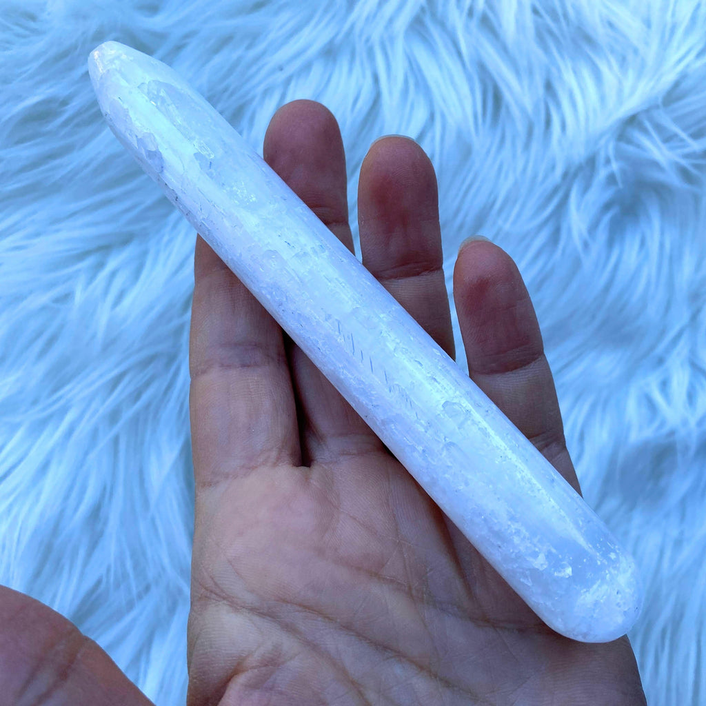 White Selenite  Natural Long Wand *REDUCED - Earth Family Crystals