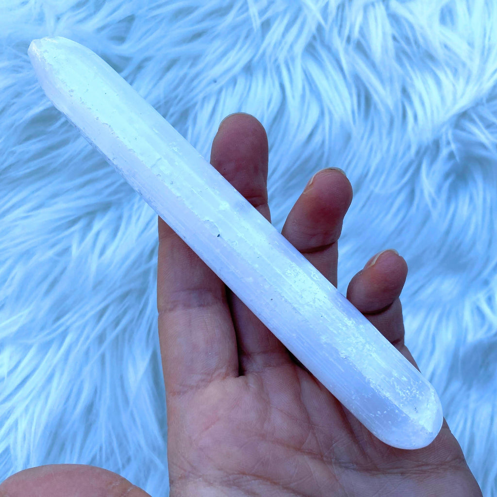 White Selenite  Natural Long Wand *REDUCED - Earth Family Crystals
