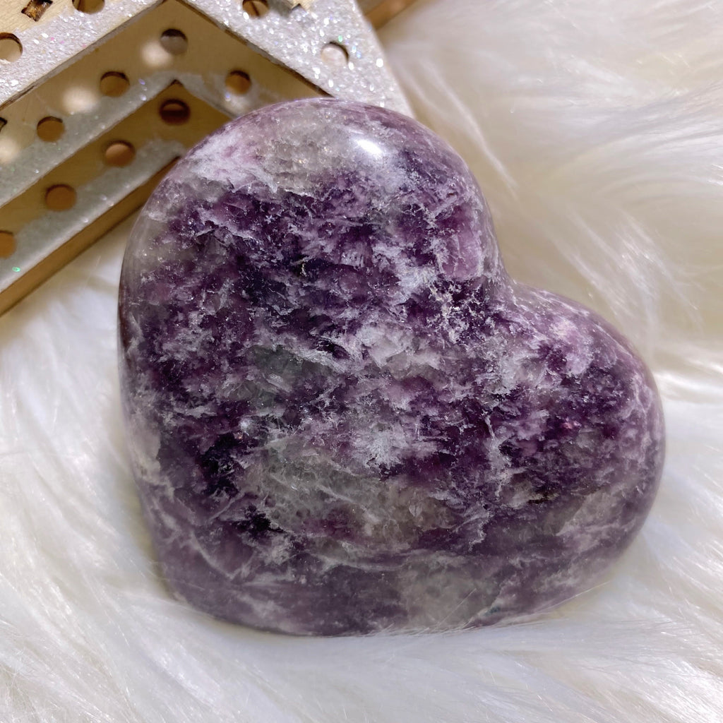 Stunning Lilac Lepidolite Large Heart Carving #1 - Earth Family Crystals