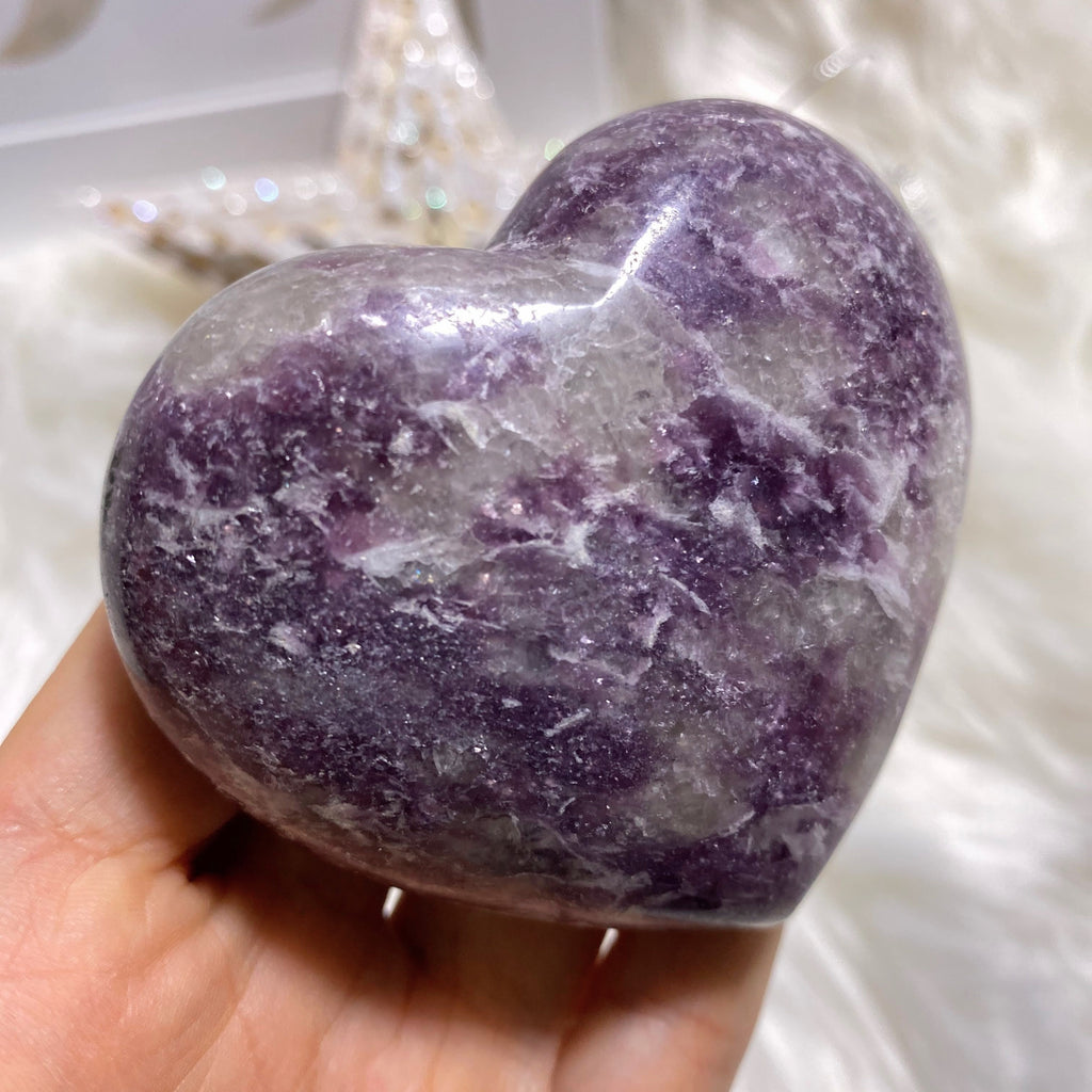 Stunning Lilac Lepidolite Large Heart Carving #1 - Earth Family Crystals