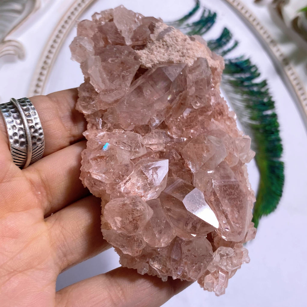 Rare~ Pretty Rosy Pink Samadhi Quartz Cluster With Self Healing - Earth Family Crystals