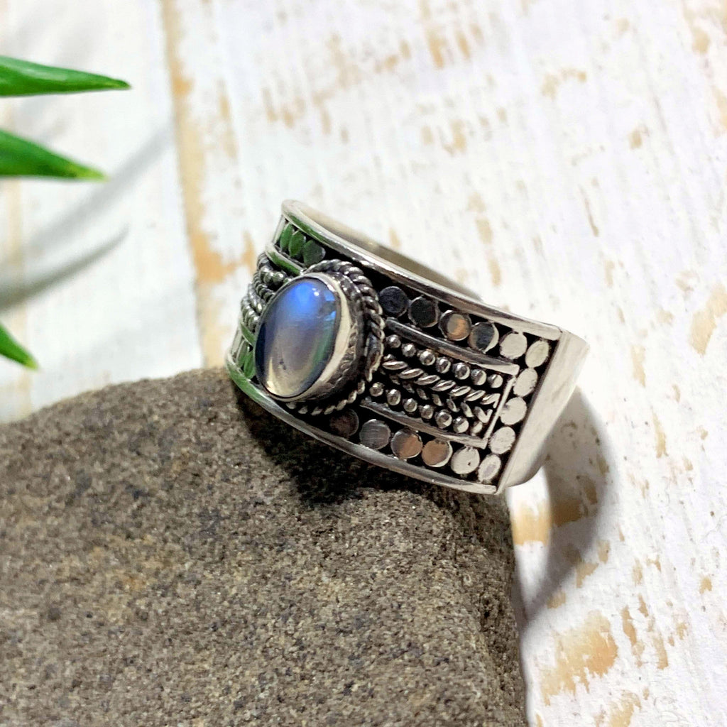 Cute Optical Rainbow Moonstone Ring in Sterling Silver (Size: 9.5) *REDUCED* - Earth Family Crystals