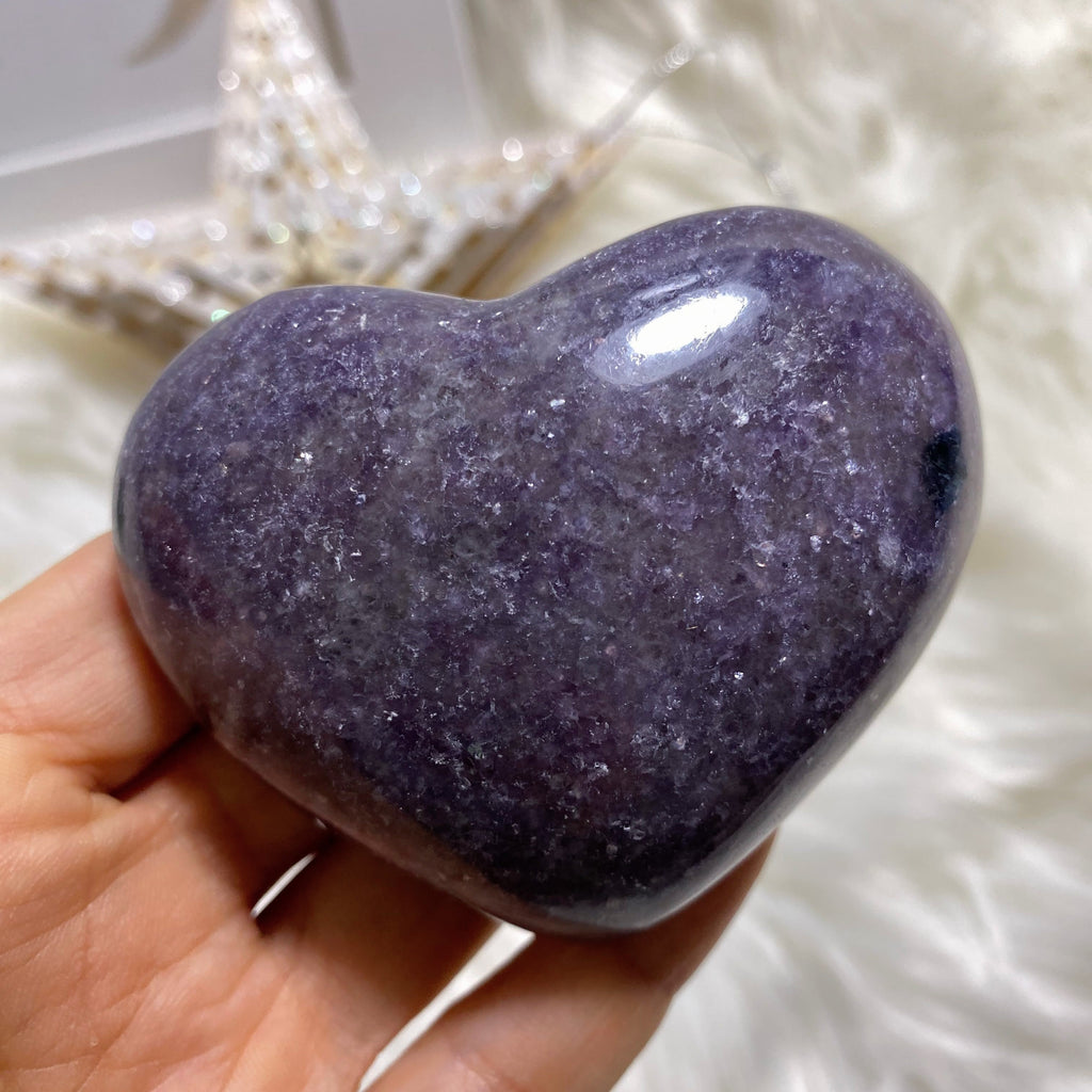 Shimmering Lilac Lepidolite Large Heart Carving #3 - Earth Family Crystals