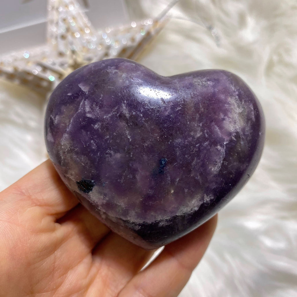 Reserved For Sandy Deep Purple Lilac Lepidolite Large Heart Carving #4 - Earth Family Crystals