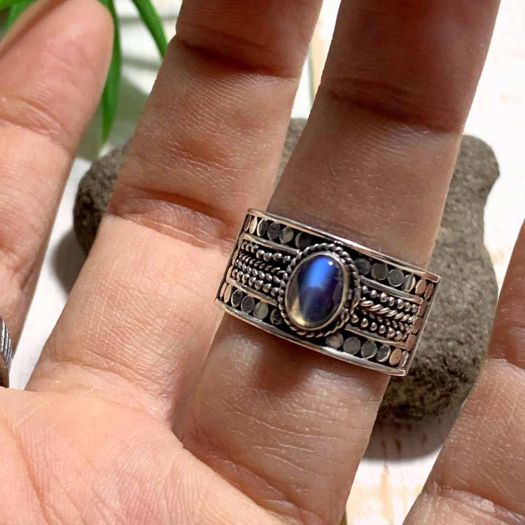 Cute Optical Rainbow Moonstone Ring in Sterling Silver (Size: 9.5) *REDUCED* - Earth Family Crystals