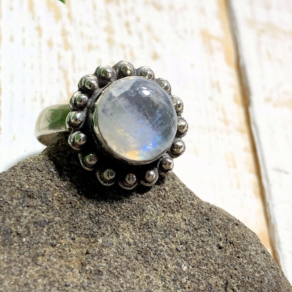 Flower Rainbow Moonstone Ring in Sterling Silver (Size: 7) REDUCED - Earth Family Crystals