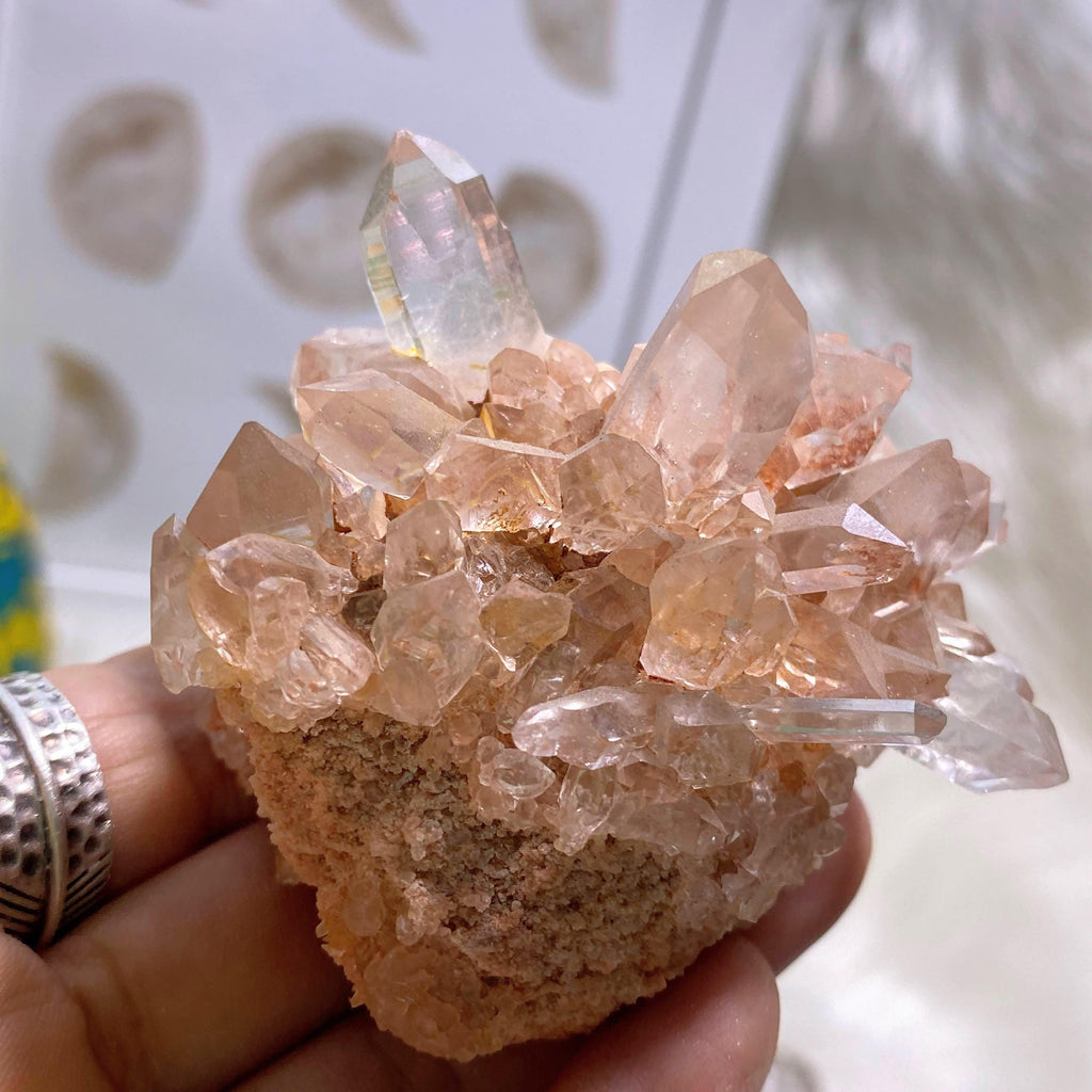 Rare~ Rosy Pink Hedgehog Cluster Samadhi Quartz Specimen Locality: The Himalayas - Earth Family Crystals