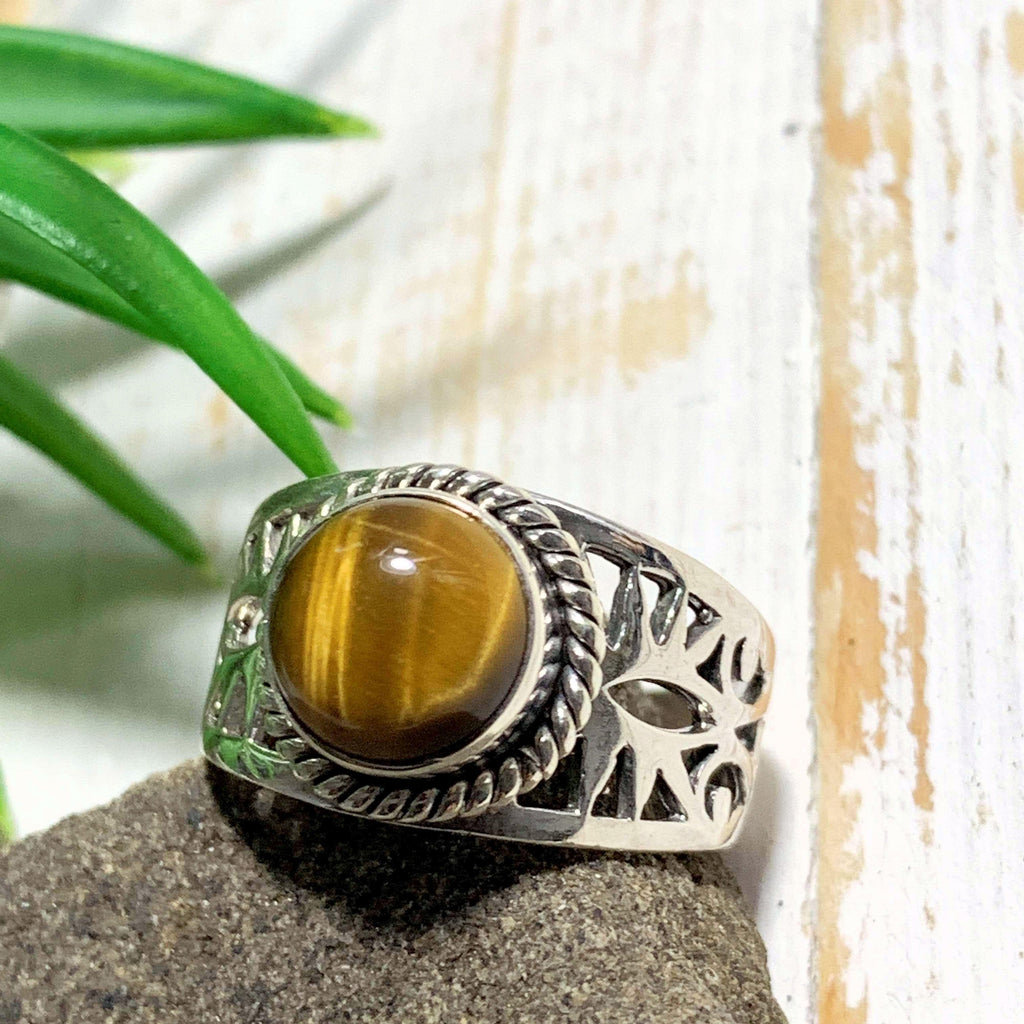 Golden Glow Tiger Eye Sterling Silver Ring (Size 9) - Earth Family Crystals