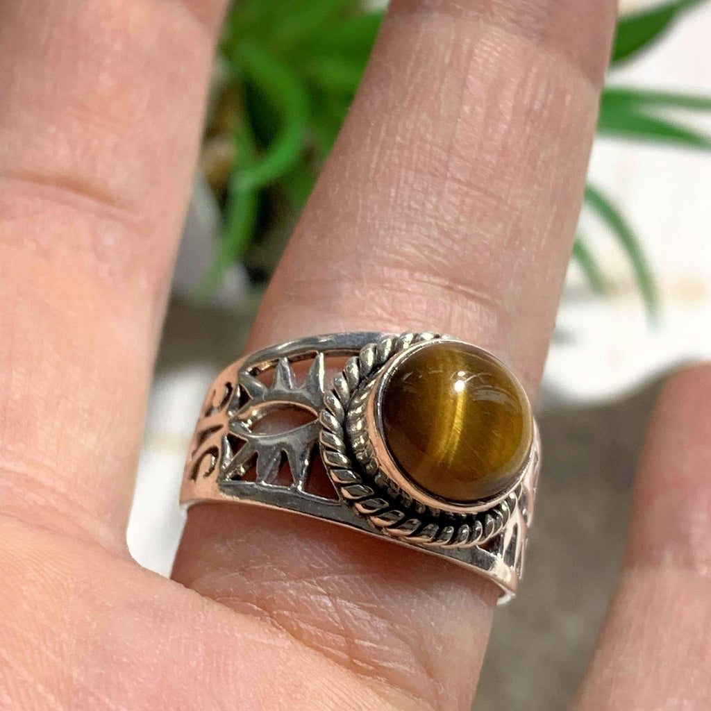 Golden Glow Tiger Eye Sterling Silver Ring (Size 9) - Earth Family Crystals
