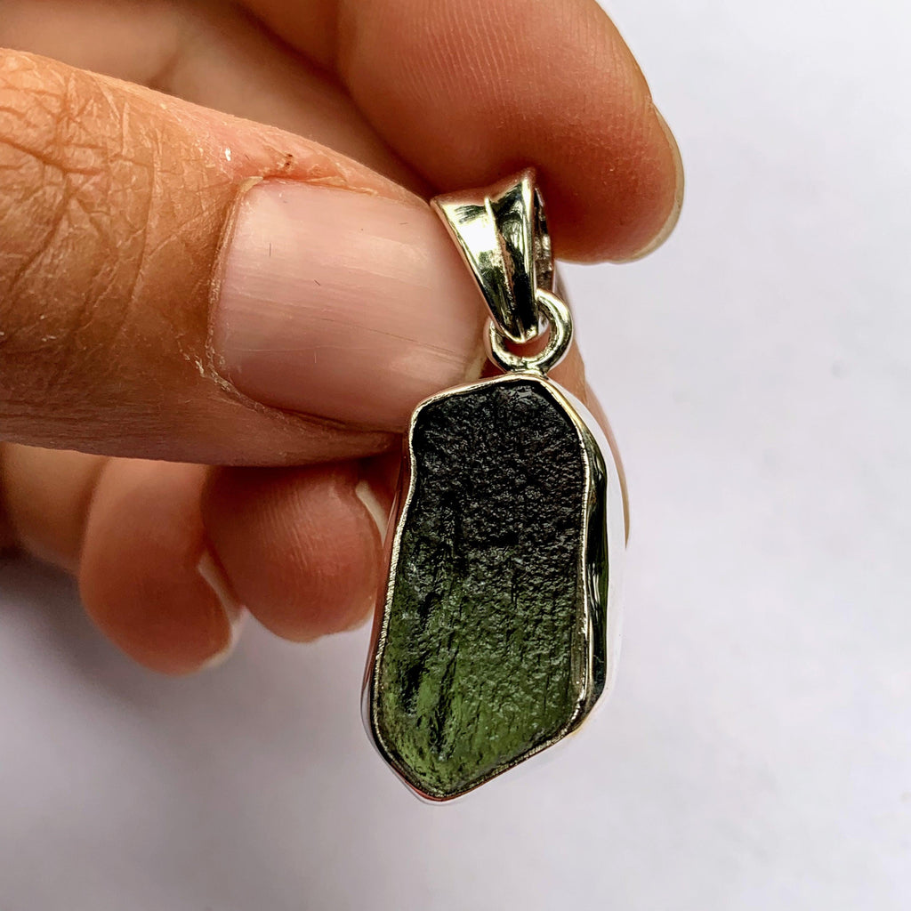 Stunning Raw Genuine Moldavite Pendant in Sterling Silver (Includes Silver Chain) - Earth Family Crystals