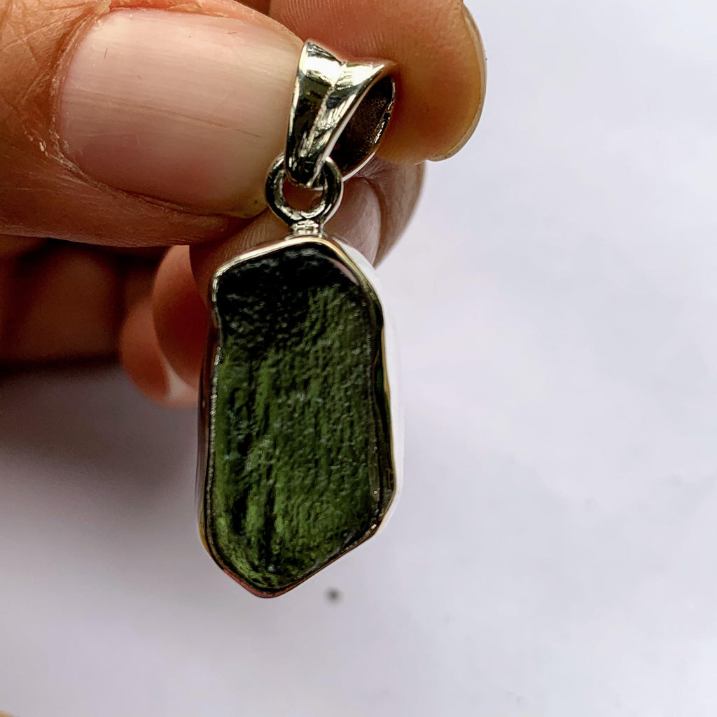 Stunning Raw Genuine Moldavite Pendant in Sterling Silver (Includes Silver Chain) - Earth Family Crystals