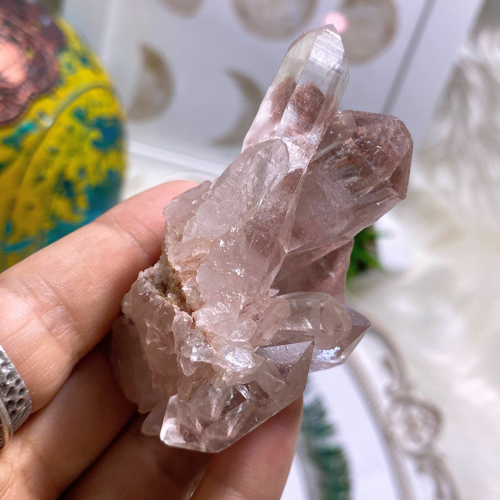 Rare~ Double Terminated Points Pink Samadhi Quartz Cluster From the Himalayas - Earth Family Crystals