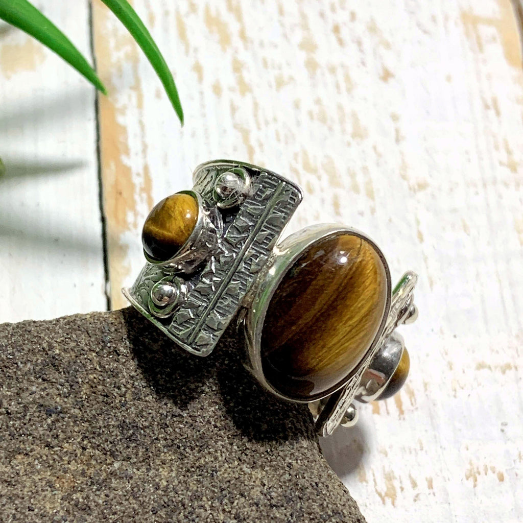 Unique Style Golden Glow Tiger Eye Sterling Silver Ring (Size 9.5) - Earth Family Crystals
