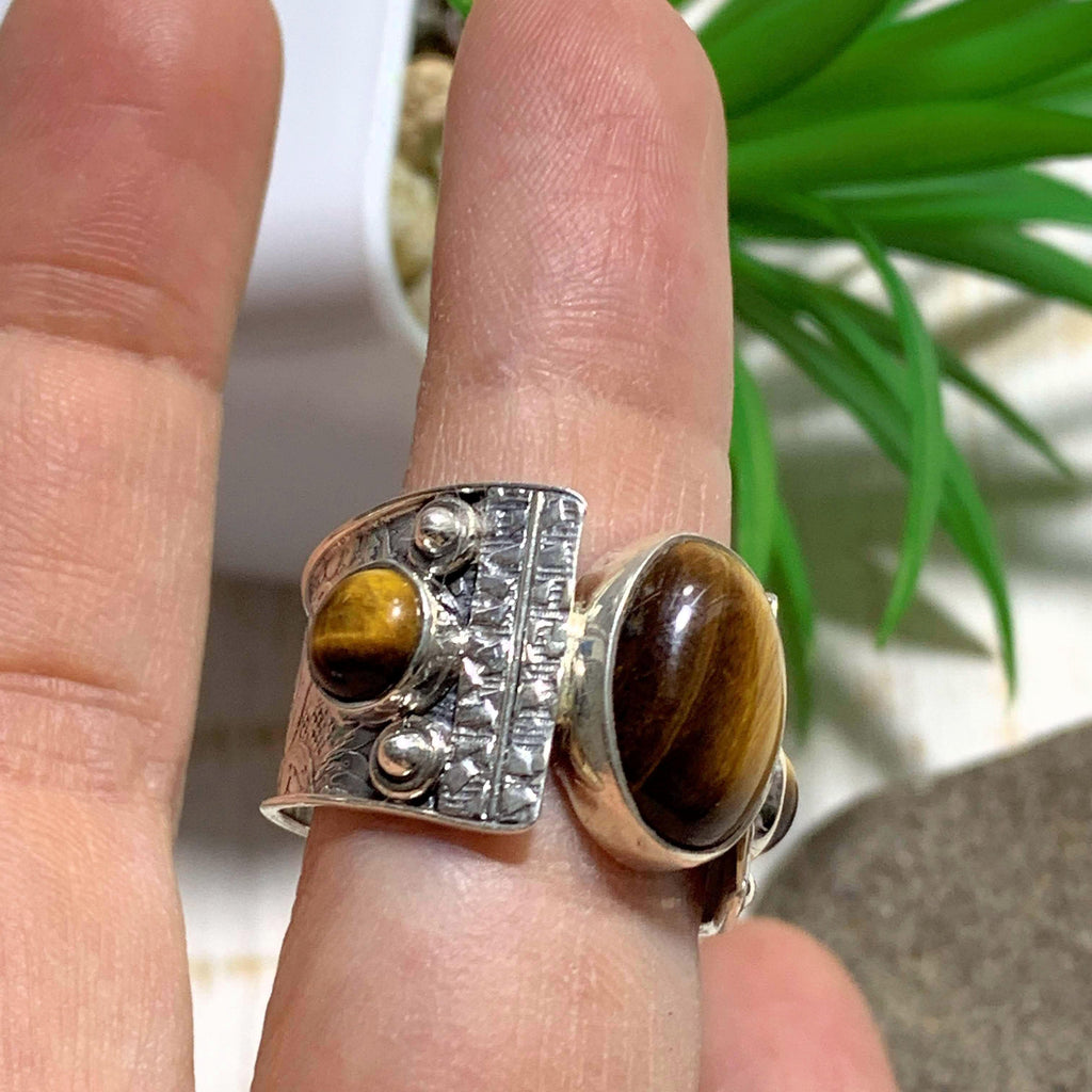 Unique Style Golden Glow Tiger Eye Sterling Silver Ring (Size 9.5) - Earth Family Crystals
