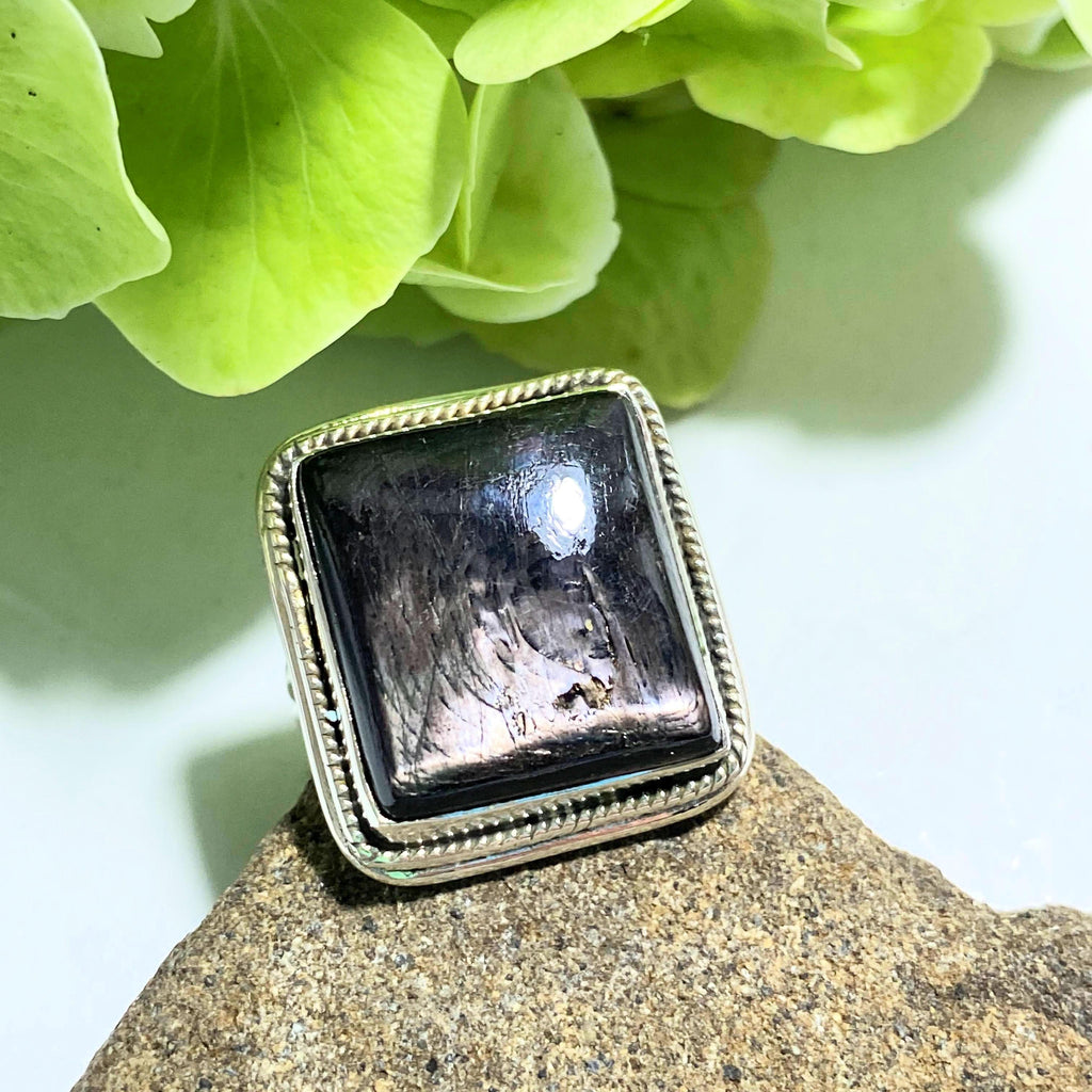 Dark & Mysterious Flashes Hypersthene Ring in Sterling Silver (Size 9) - Earth Family Crystals