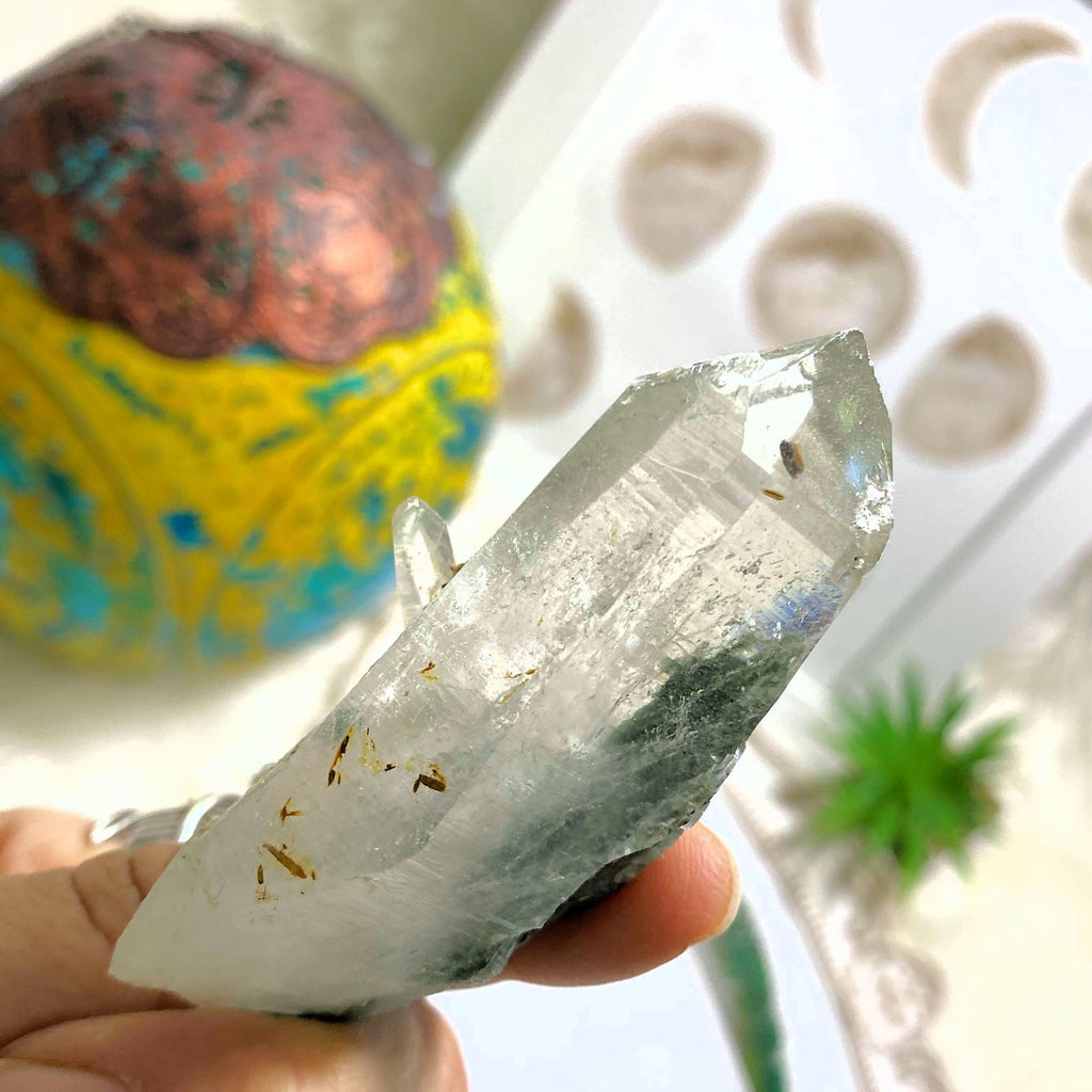 Rare ~Phantom Green Soul Healing Samadhi Quartz Point - Earth Family Crystals