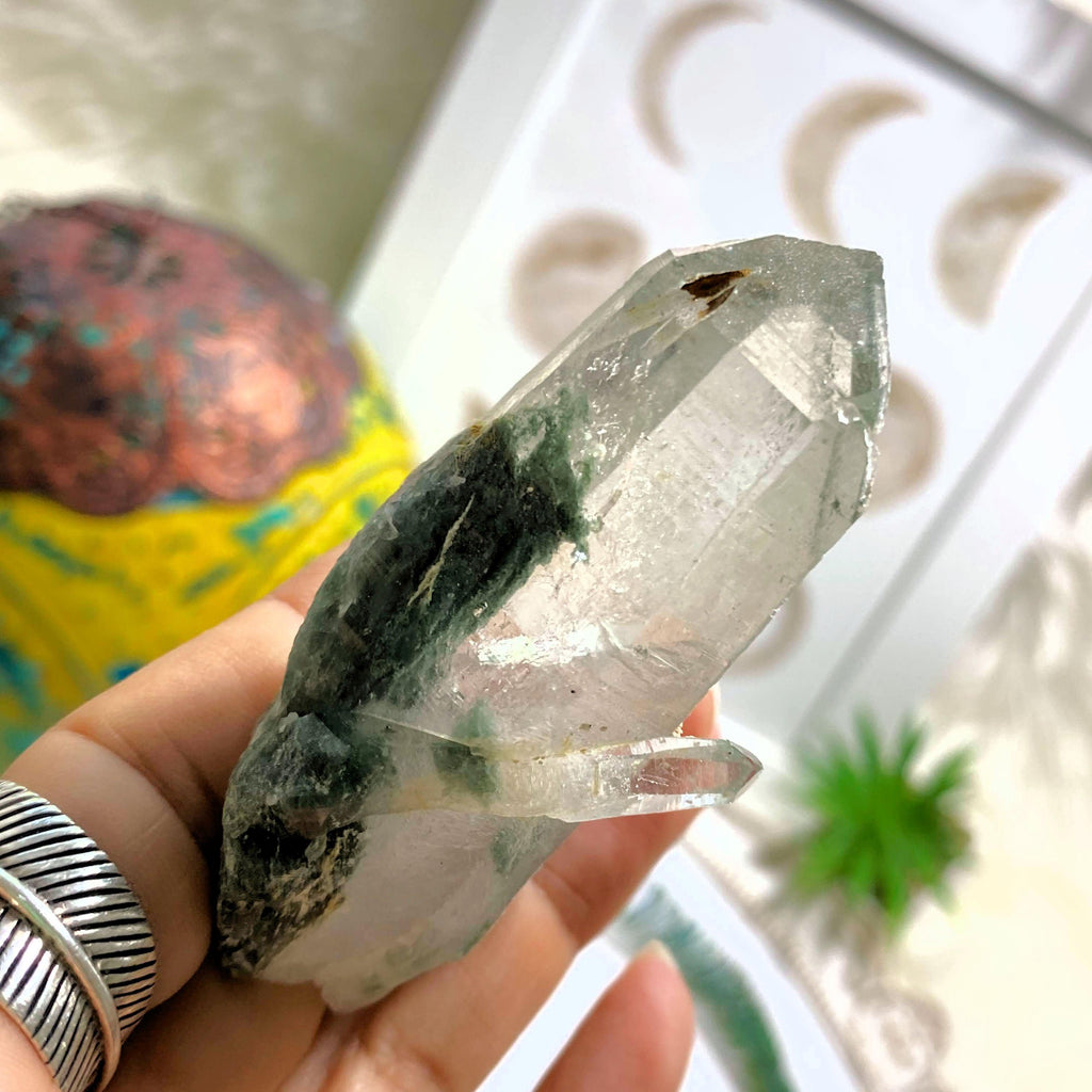 Rare ~Phantom Green Soul Healing Samadhi Quartz Point - Earth Family Crystals