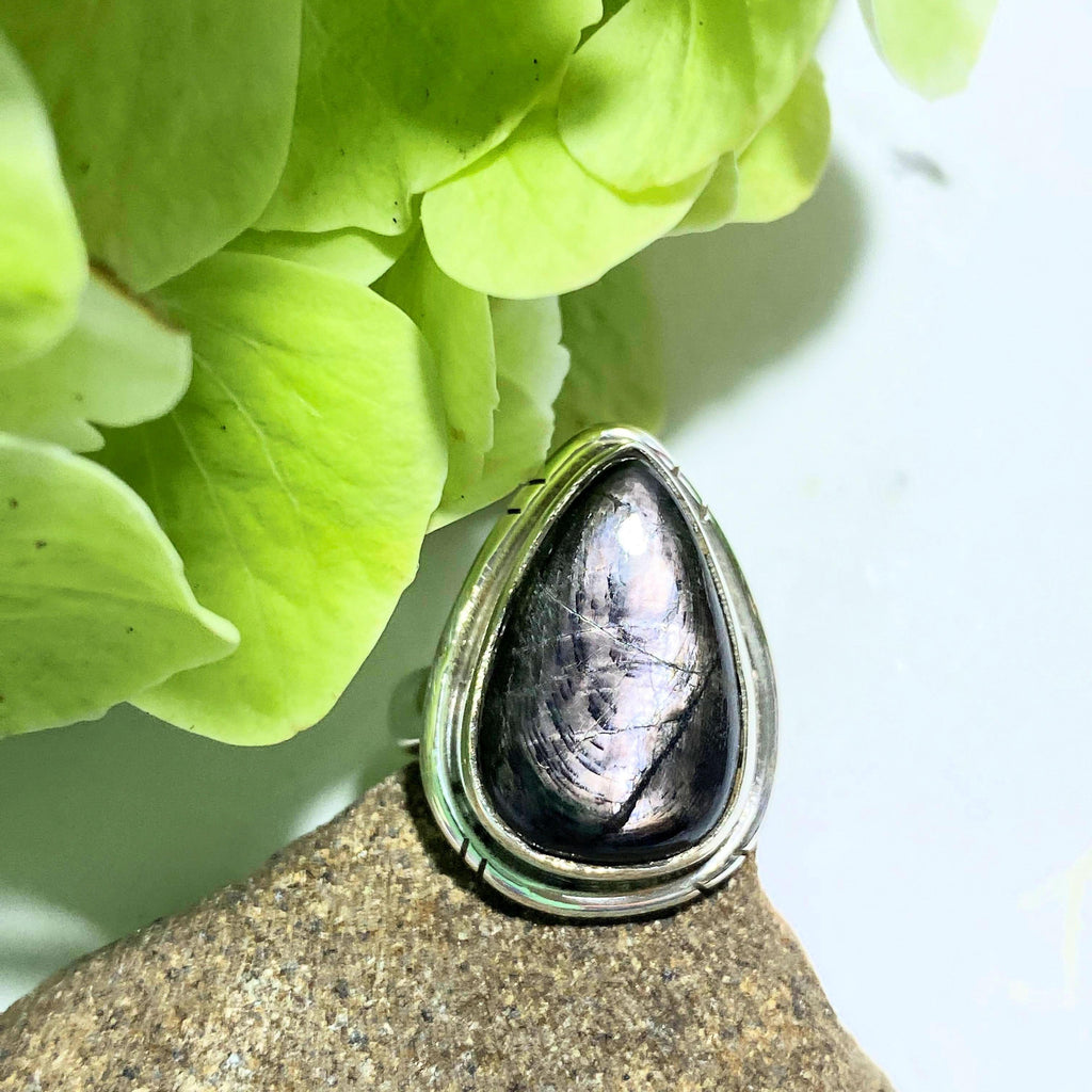 Dark & Mysterious Flashes Hypersthene Ring in Sterling Silver (Size 6.5) - Earth Family Crystals