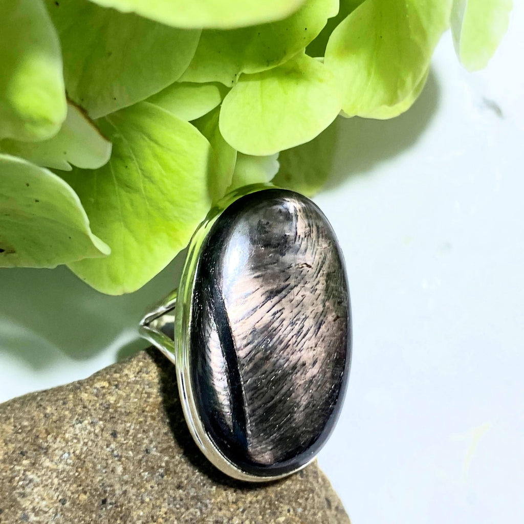 Dark & Mysterious Flashes Hypersthene Ring in Sterling Silver (Size 8.5) - Earth Family Crystals