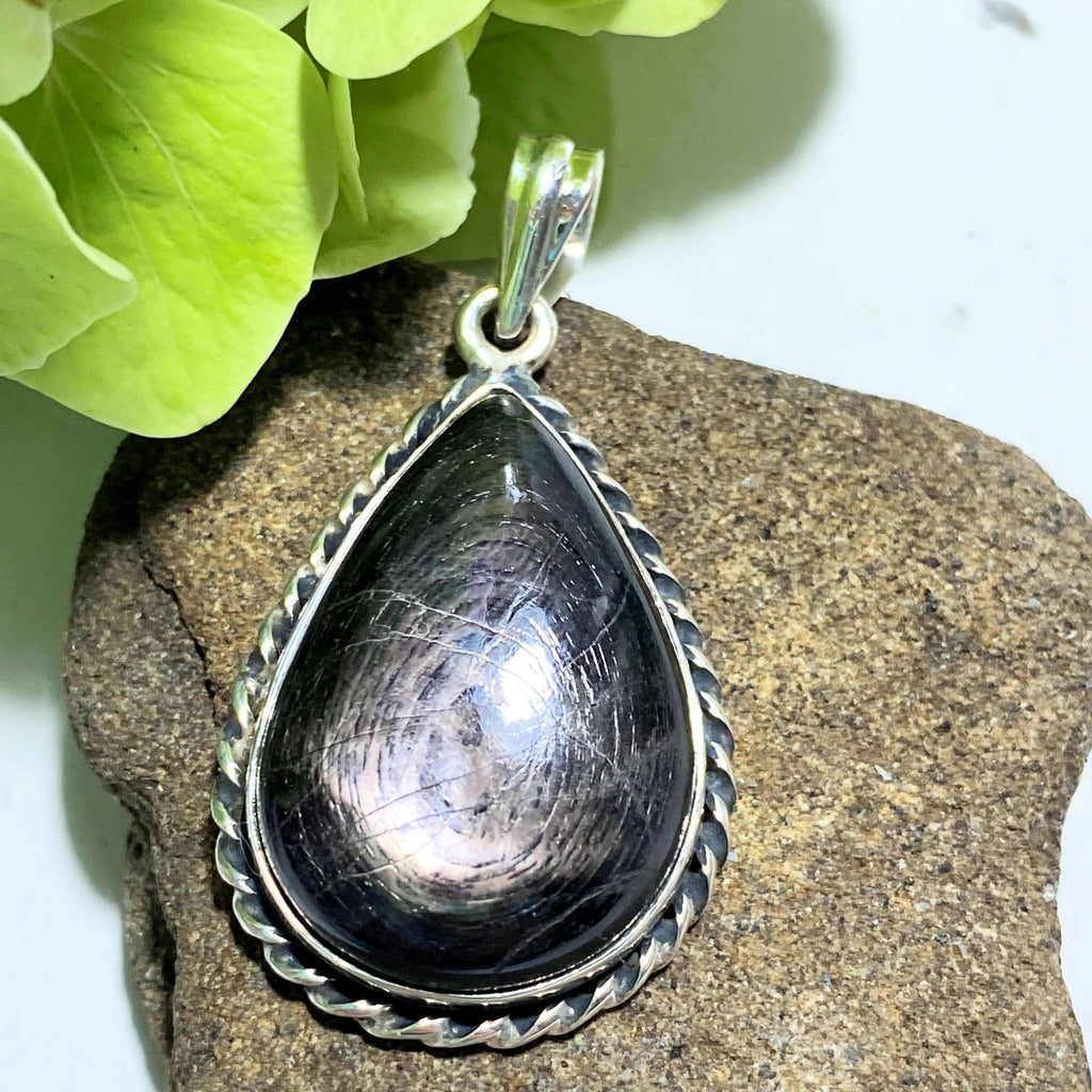 Dark & Mysterious Flashes Hypersthene Pendant in Sterling Silver (Includes Silver Chain) #1 - Earth Family Crystals
