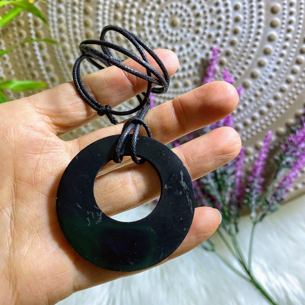 Shungite Chunky Pendant On Adjustable cotton cord  *REDUCED - Earth Family Crystals