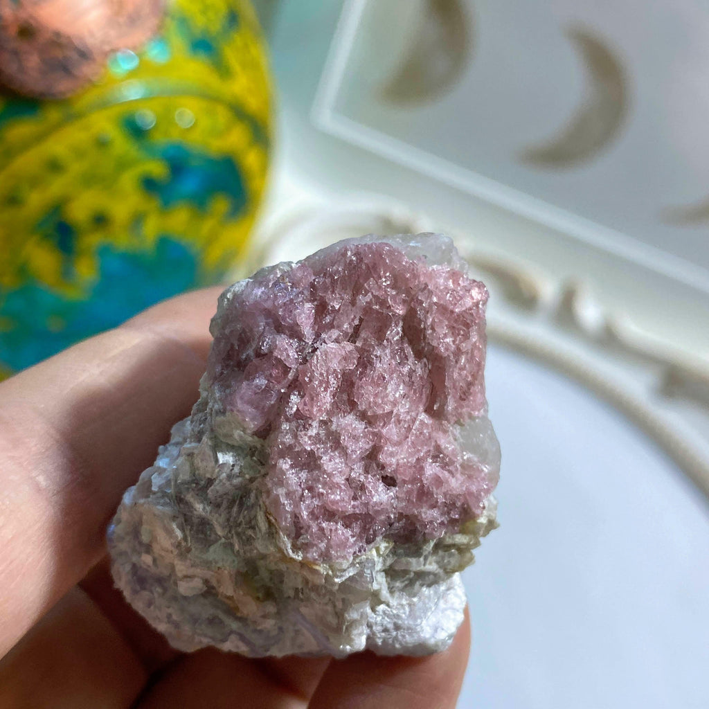 Lilac Lepidolite With Pink Tourmaline & Quartz Unpolished Specimen~ Locality Brazil - Earth Family Crystals