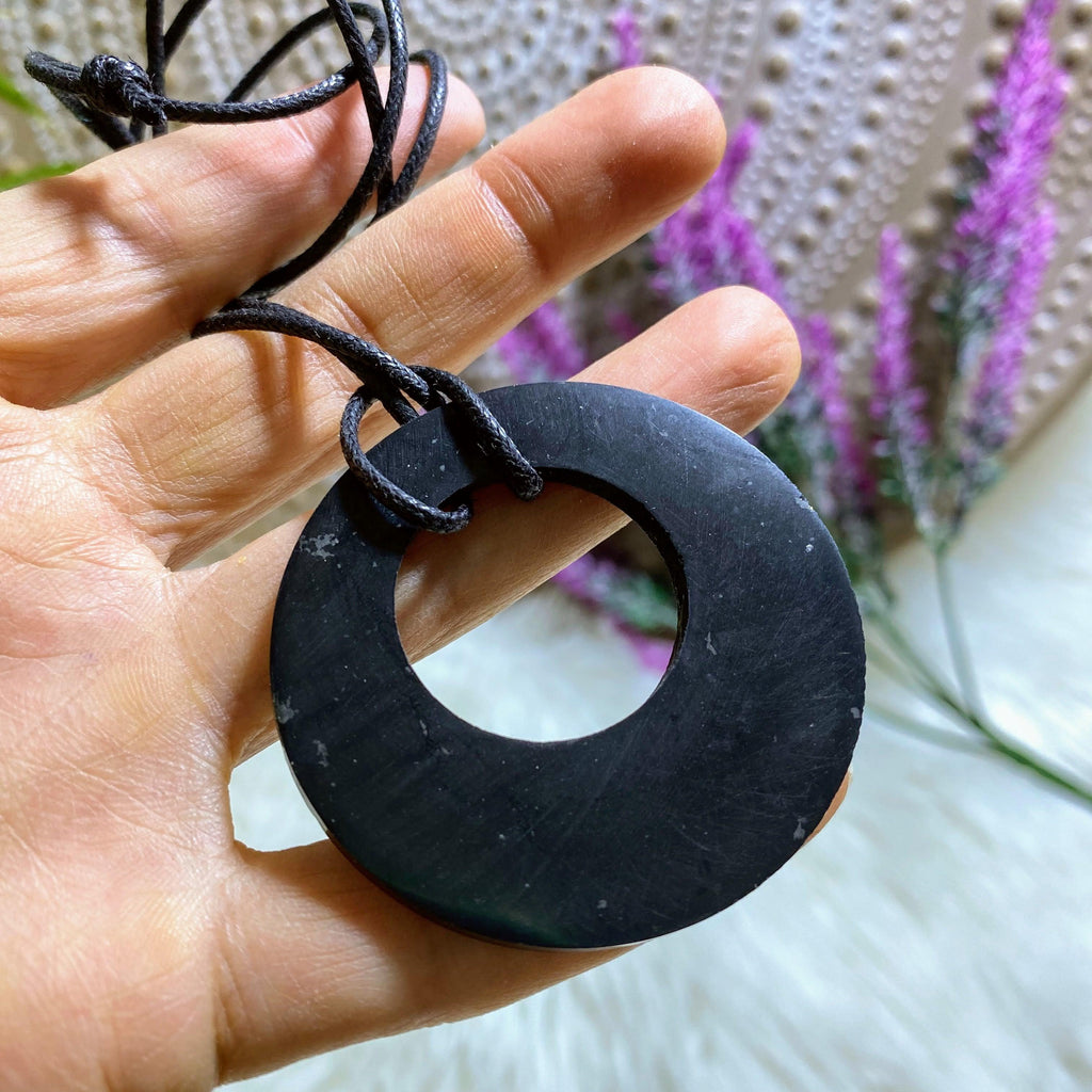Shungite Chunky Pendant On Adjustable cotton cord  *REDUCED - Earth Family Crystals