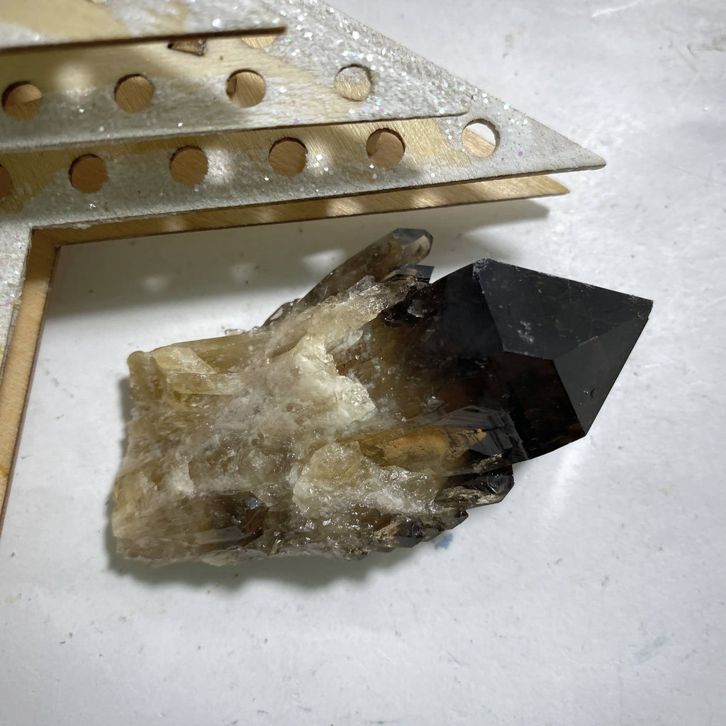 Citrine & Smoky Quartz Natural  Elestial Kundalini Point #1 - Earth Family Crystals