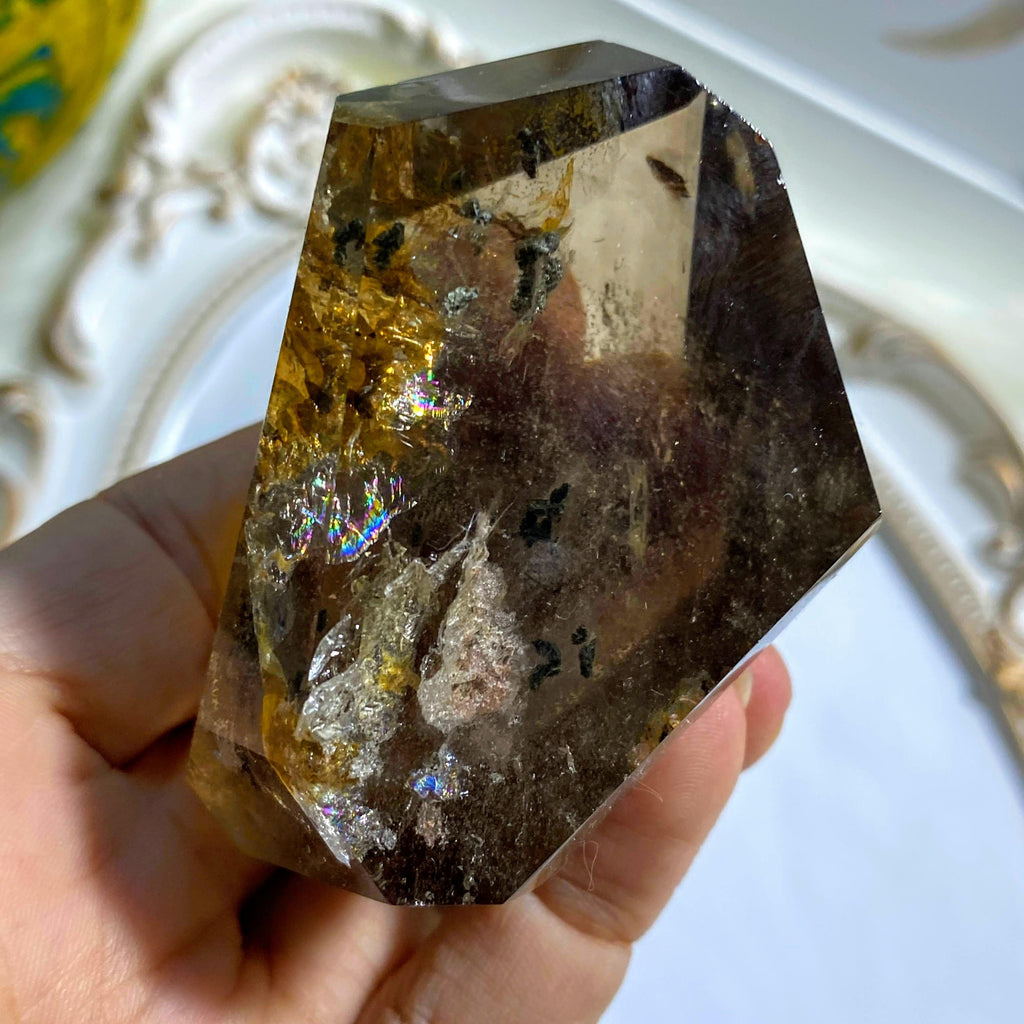 Smoky Quartz Partially Polished Specimen With Hematite Inclusions~ Locality: Brazil - Earth Family Crystals