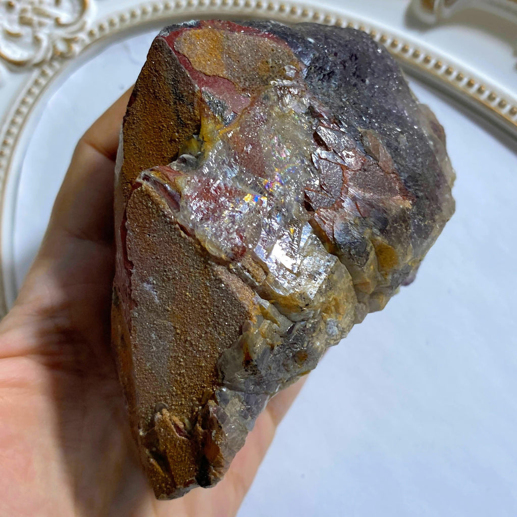 Record Keepers Galore! Incredible Natural Auralite-23 Red Hematite Elestial Point From Ontario, Canada - Earth Family Crystals