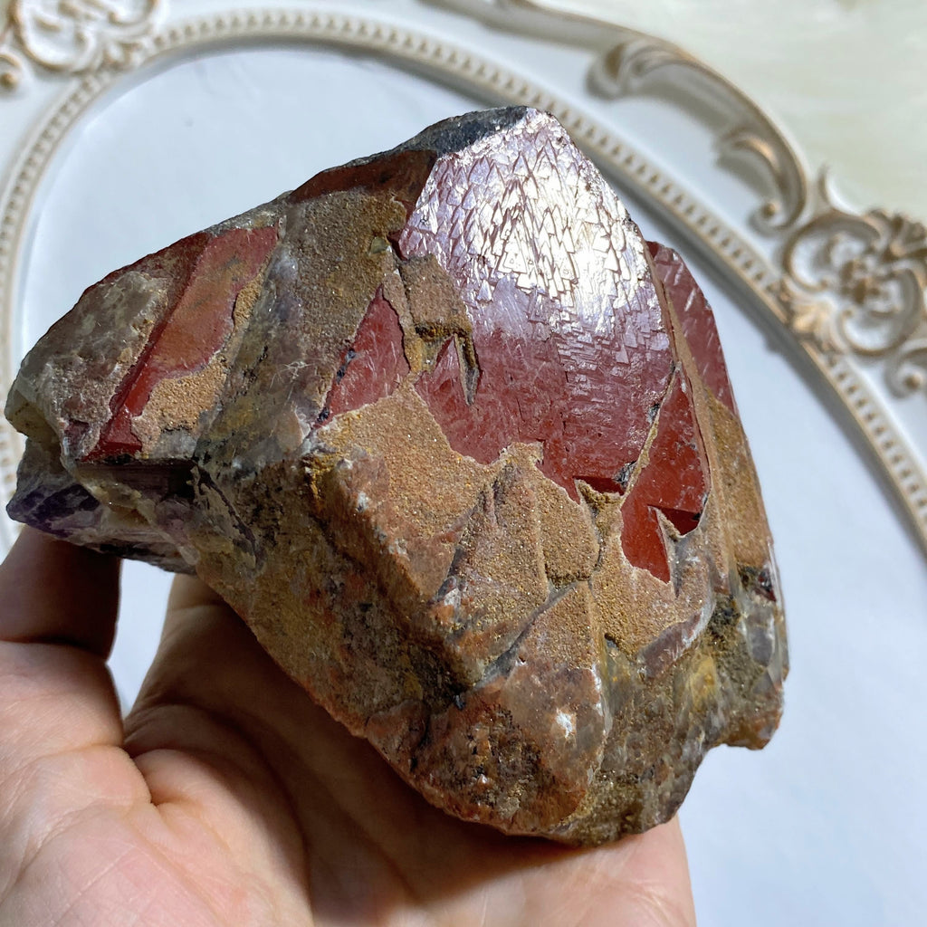 Record Keepers Galore! Incredible Natural Auralite-23 Red Hematite Elestial Point From Ontario, Canada - Earth Family Crystals