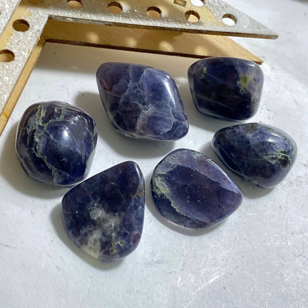 Set of 6~  Iolite Tumbled Stones - Perfect for Crystal Grid Layouts - Earth Family Crystals