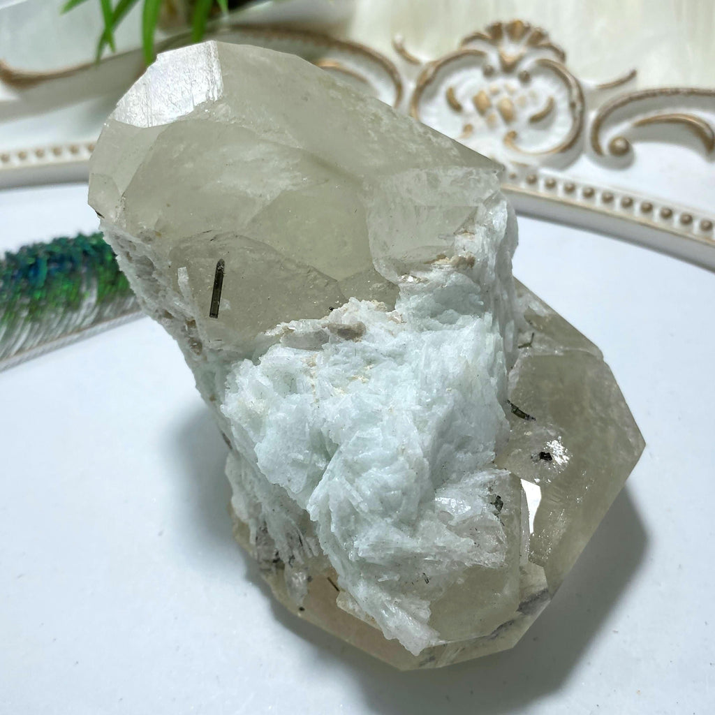 Clear Quartz Chunky Specimen With Rare & Unusual Clevelandite Inclusions from Minas Gerais, Brazil - Earth Family Crystals