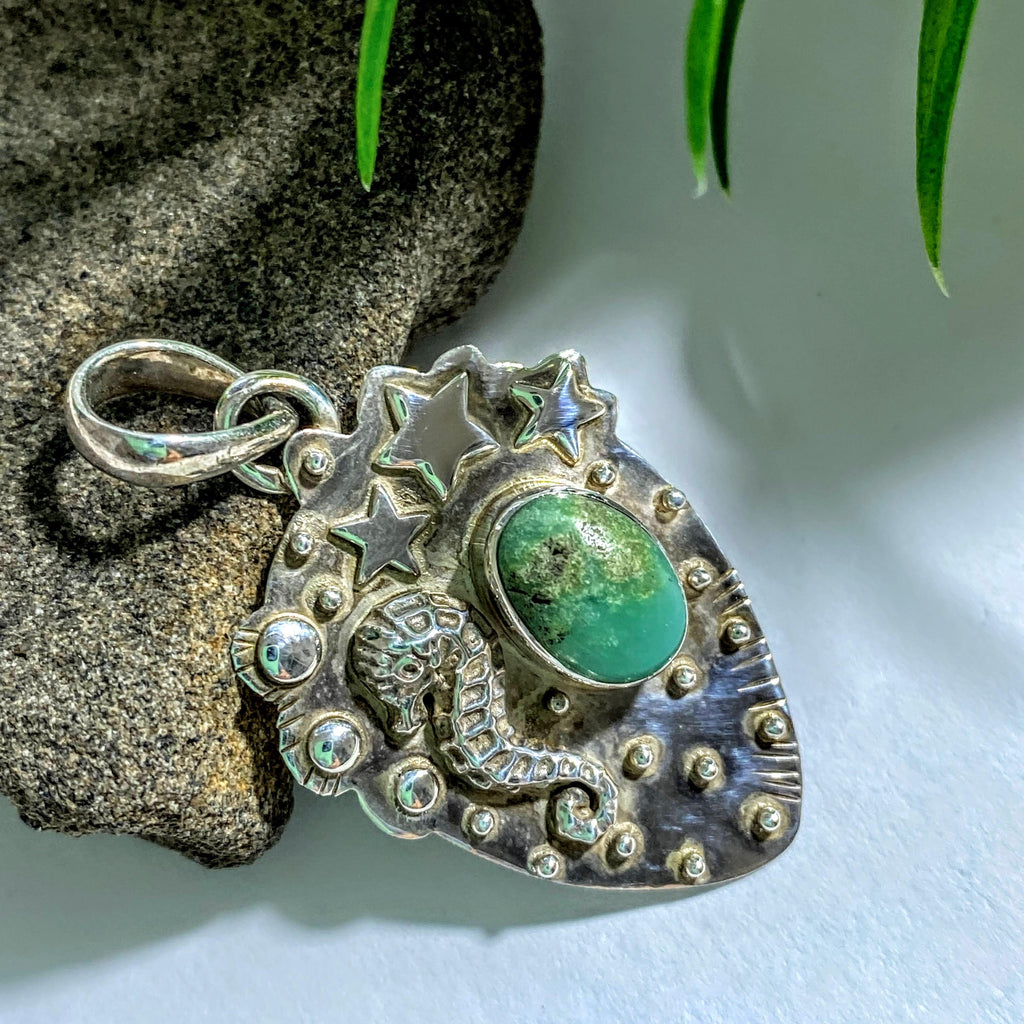 Chrysoprase Cute Sterling Silver Pendant (Includes Silver Chain) - Earth Family Crystals