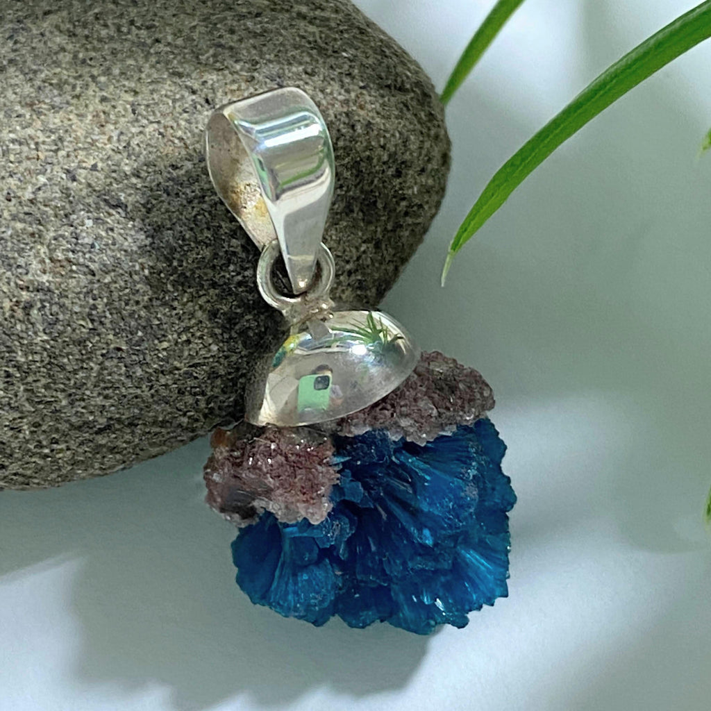 Cavansite Dainty Pendant  in Sterling Silver (Includes Silver Chain) - Earth Family Crystals